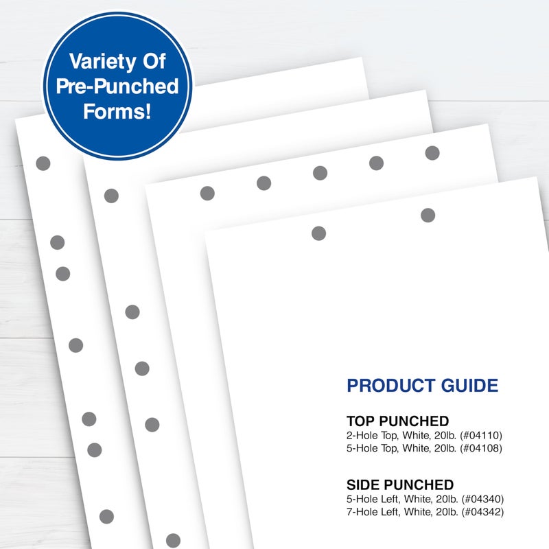 PrintWorks Professional 2 Hole Punch Top Paper - Pre-Punched for Folders, Binders, & Clipboards - Made in the USA - 500 Sheets - 8.5" x 11" - 20 lb - 92 Bright White (04110) - Image 5